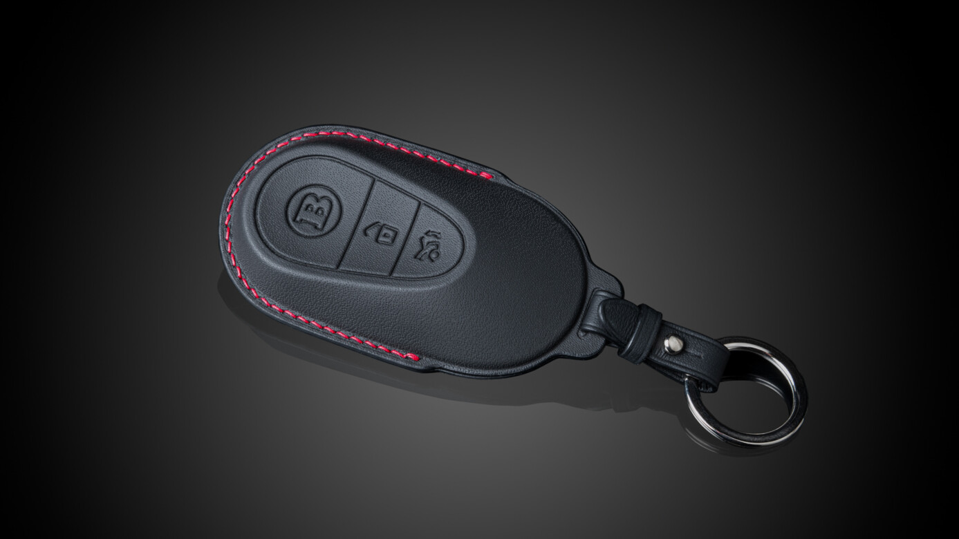 Leather key cover black-red 3